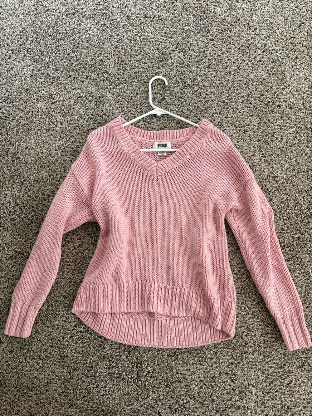PINK Victoria's Secret Dusty Pink V-Neck Knit Sweater